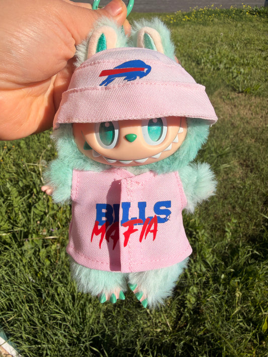 Bills Mafia Labubu outfit , but make it pink
