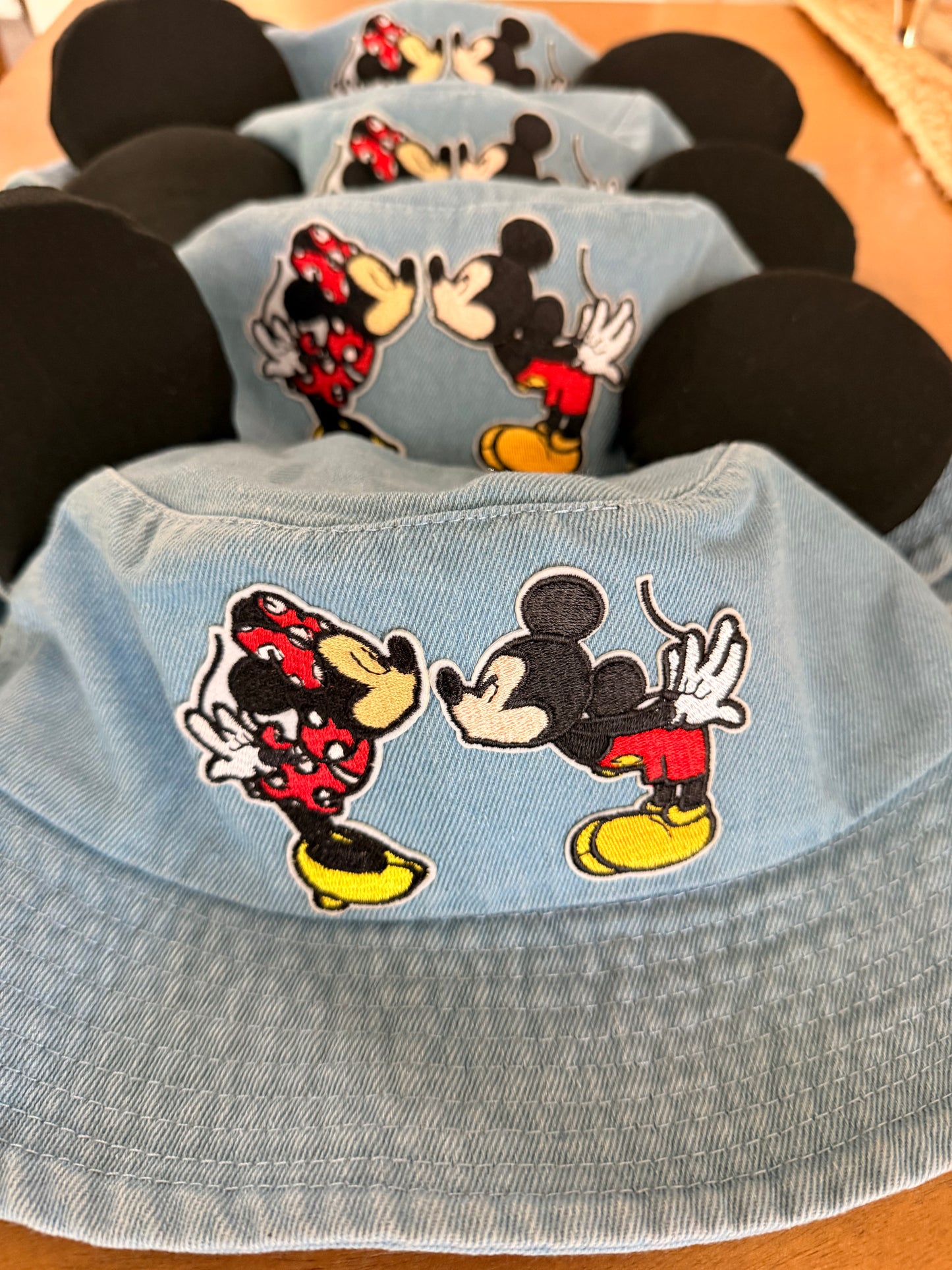 Kiss me Mickey adult denim bucket hat