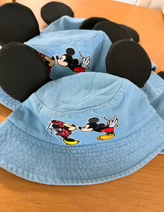 (Presale will ship January 5th 2026)Kiss me Mickey adult denim bucket hat (Adults )