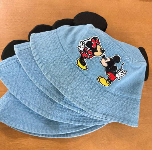 Kiss me Mickey adult denim bucket hat