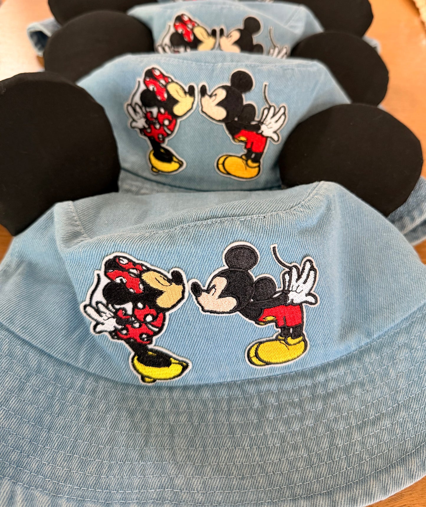 Kiss me Mickey adult denim bucket hat