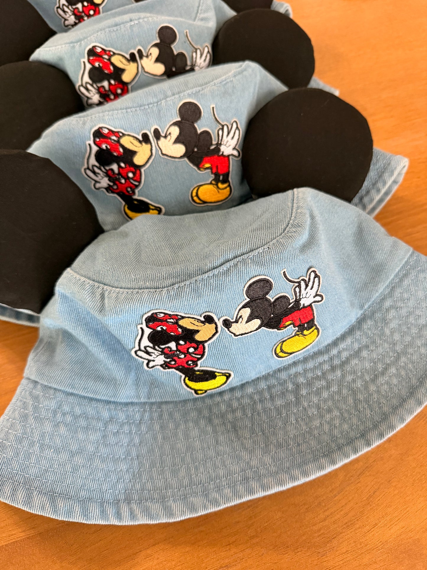Kiss me Mickey adult denim bucket hat